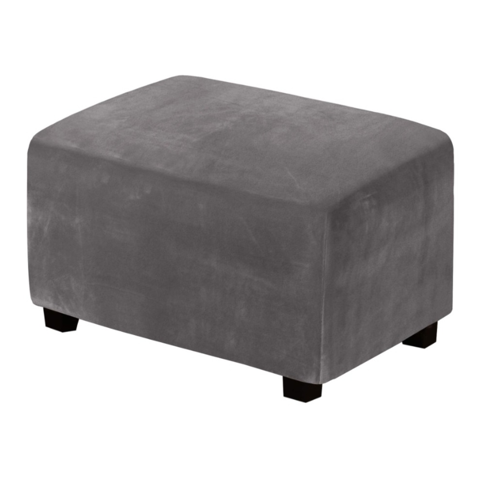 Elegant Gray Velvet Ottoman Slipcover